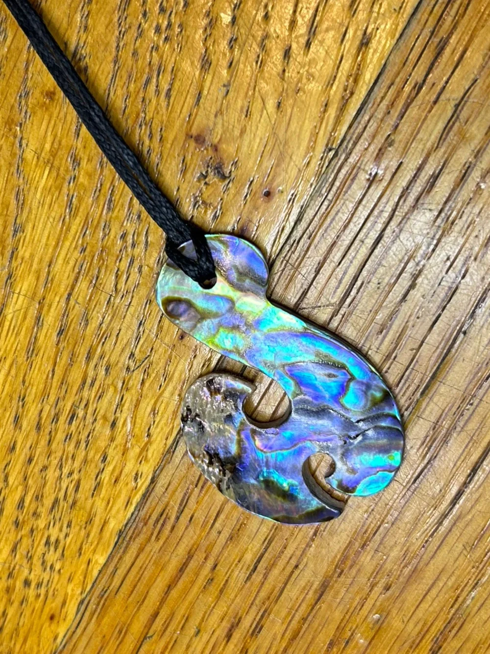Iridescent Artisan Abalone Shell Pendant Coastal Statement Necklace